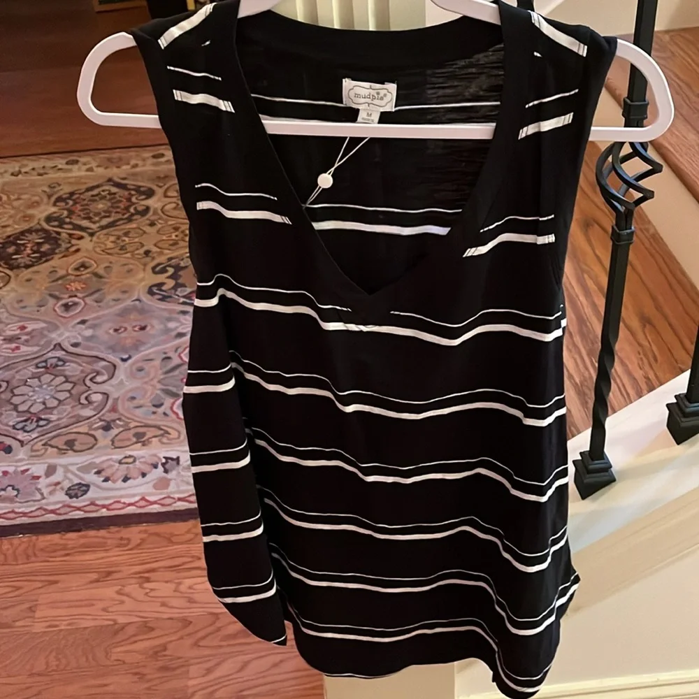 Mud Pie Black RIO STRIPE TANK TOP/NWT/Medium